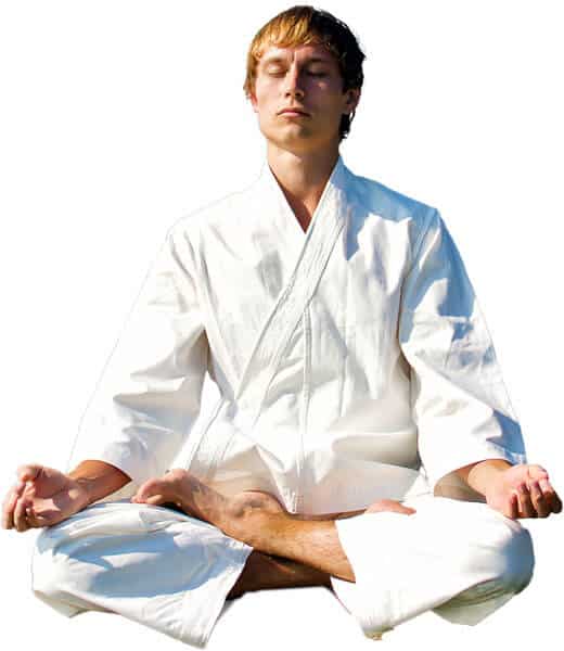 Martial Arts Lessons for Adults in Bolingbrook IL - Young Man Thinking and Meditating in White